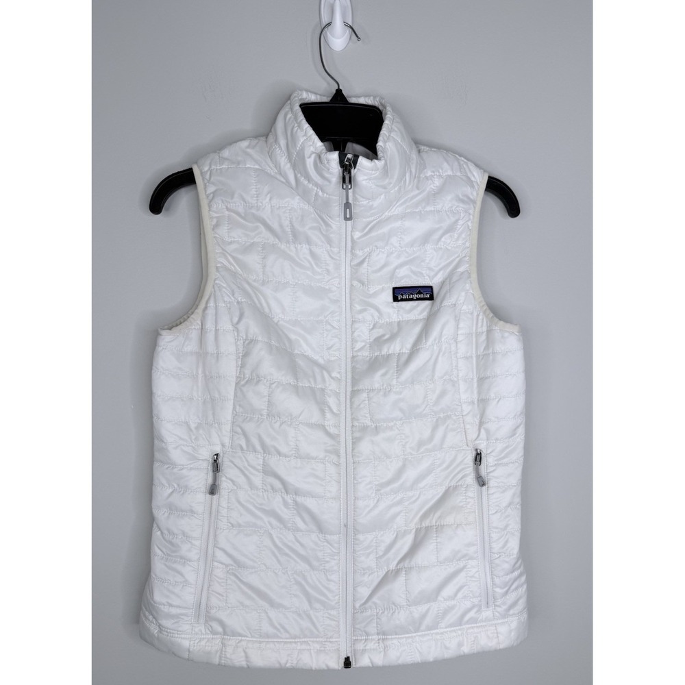 Patagonia Nano Puff Vest Womens Small White Quilted Insulated Full Zip Outdoor